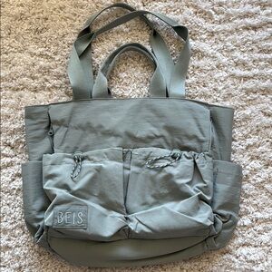 BEIS Green Travel Bag with Durable Fabric and Rectangular Shape